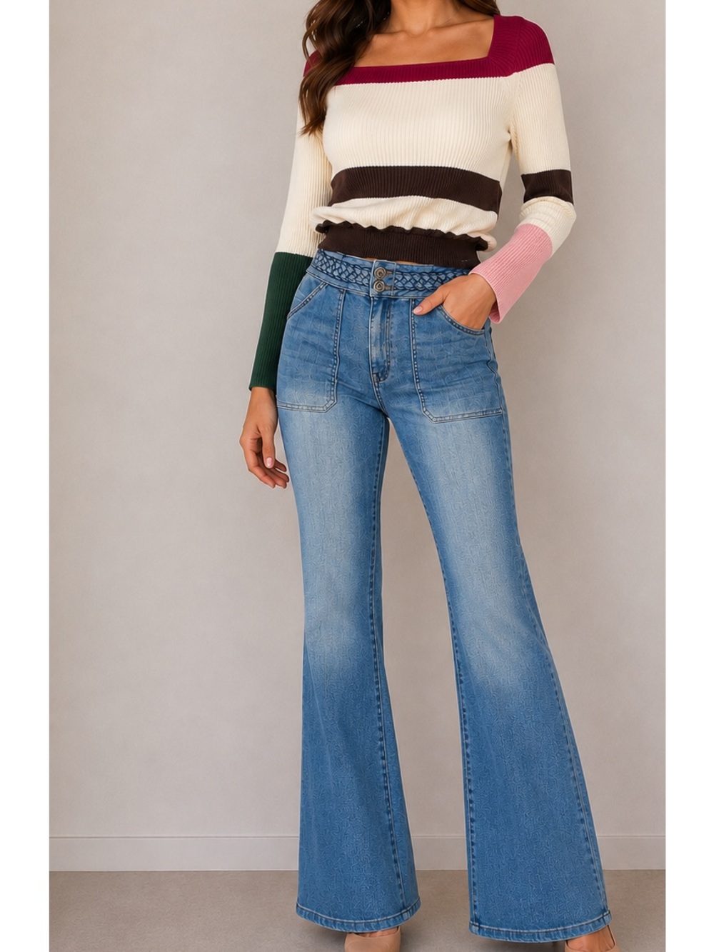 Joie Blue High-Rise Wide-Leg Jeans
